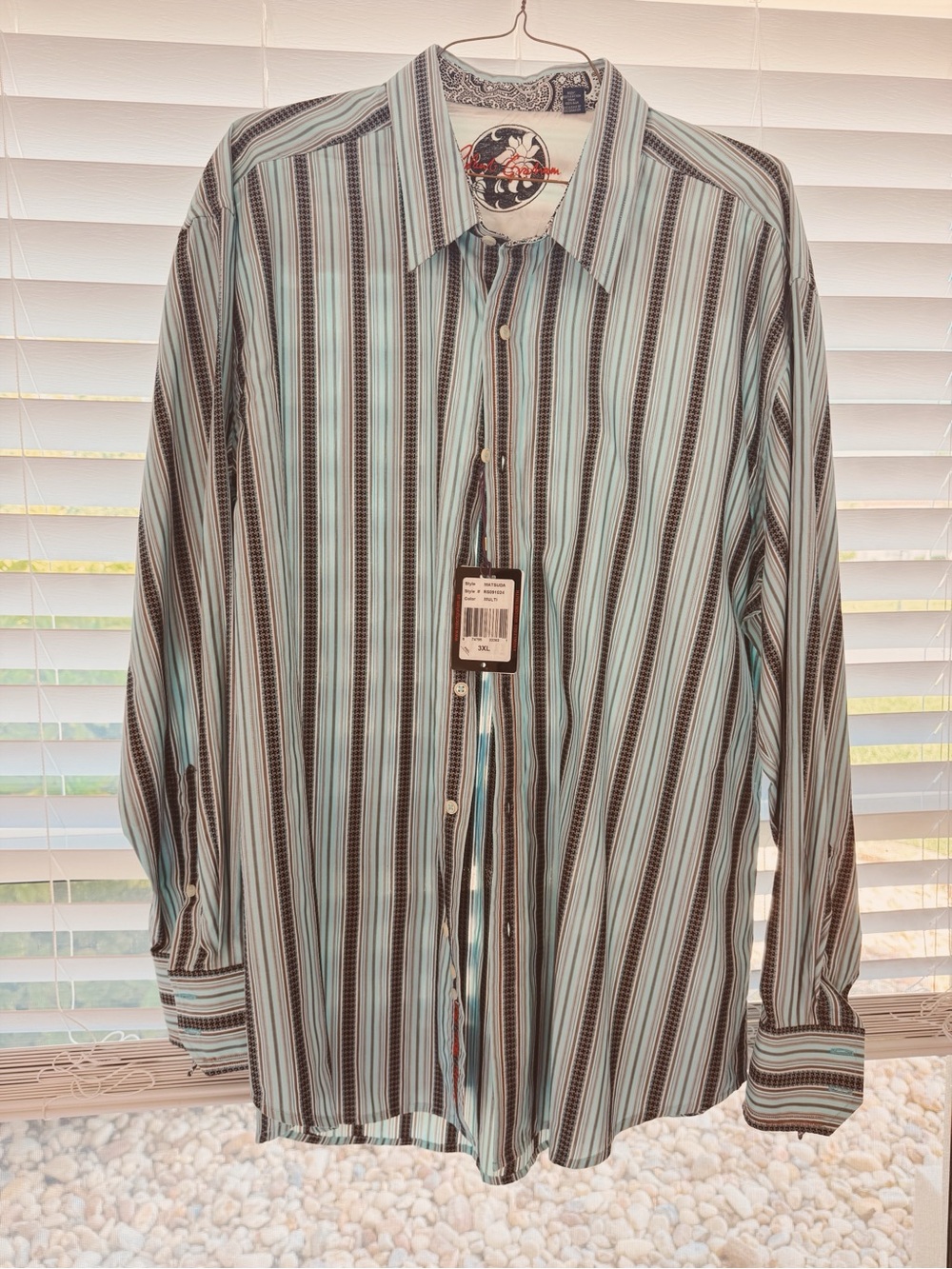 Robert Graham, Men's Striped Button-Up Shirt - Aqua & Black